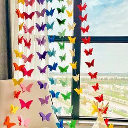 Party Decoration Large Three-Layer Colorful Butterfly Paper Pull Flag Children's Room Shopping Mall Window Decor Wedding Birthday Banne