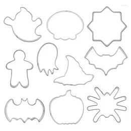 Baking Moulds 10Pc Halloween Bat Pumpkin Ghost Stainless Steel Cookies Cutter Cake Decorating Fondant Biscuit Mold Tool