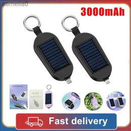 Cell Phone Power Banks New 3000mAh solar bank fast charging Type-C/iPhone wireless charger for watch mini external power bank keychainC24320