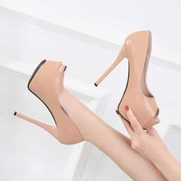 Dress Shoes Female Pumps Fish Mouth Platform Women Ultra High Heels 10/12/14CM Sexy Peep Toe Shallow Ladies Single H240325