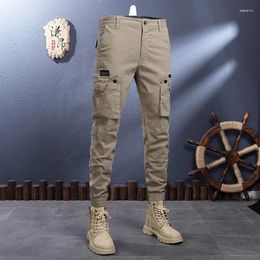 Men's Pants Khaki Classic Overalls Elastic Loose Straight Outdoor Ankle Banded Youth Mountaineering Casual