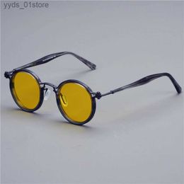 Sunglasses 2022 New Fashion Vintage Sunglasses UV400 Polarized Pure Titanium Frame Classical Round Pilot Design Women Man Original Quality L240320