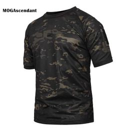Men's T-Shirts Summer tactical camouflage mens quick drying army battle T-shirt casual breathable camouflage O-neck military TShirt Plus size 5XL J240319