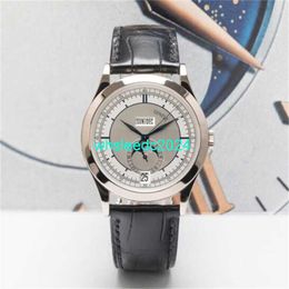 Pateksphilipes Watches Men's Watch Complex Function Timepiece Series 38.5mm 18k White Gold Calendar Lunar Phase Automatic Mechanical Watch 5396G Track White Disc HB