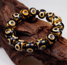 Figurine decorative Retro Lucky Evil Eye Bracciale con perline Pietra naturale Agata tibetana Dzi Donna Uomo Coppie Accessori Gioielli Regali