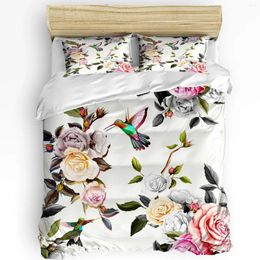 Bedding Sets Watercolour Rose Peony Bird Printed Comfort Duvet Cover Pillow Case Home Textile Quilt Boy Kid Teen Girl 3pcs Set