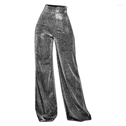 Active Pants Shiny Women Sparkly Glitter Wide Leg For Girls Soft Flare Elastic Long Lounge Pant Trousers Loose