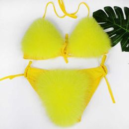 2023 Sexy Women Swimsuit Fox Fur Bikini High Quality Bra Lady Bathing Suit Swimwear