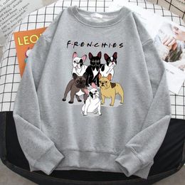 Women's Hoodies Comfortable Fleece Sweatshirt Loose Warm Female Sportswears Street Women Pullover Frenchies Dachshund Pug Print Hoodie