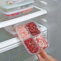 Storage Bottles 4 Grids Food Containers Portable Refrigerator Freezer Organiser Rectangle Fresh-keeping For Home Office Kitchen Products