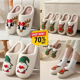 2024 Winter Men's and Women's Slippers Soft and Warm Indoor Cotton Slippers Jacobr Designer High Quality Fashion Cartoon Elk Flat Bottom Cotton Slippers GAI