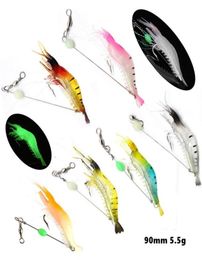 90mm 55g Luminous Shrimp Hook Soft Baits Lures Single Hooks 7 Colours Mixed Silicone Fishing Gear 7 Pieces lot WSB17688588