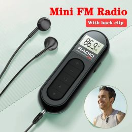 Radio Portable Mini FM Radio Back Clip DSP Radios Receiver Rechargeable with LCD Display 3.5mm Headphones for Sports Running Hiking