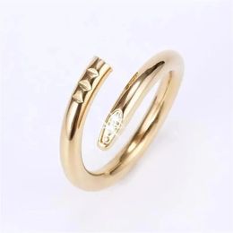 Ring Love Womens Luxury Jewelry 18k Gold Plated Titanium Steel Nail Ring Jewelry Fashion Casual Womens Mens Diamond Valentines Day Proposal Wedding Gift