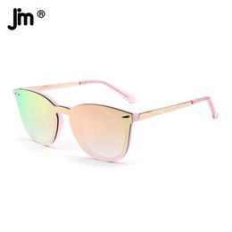 JIM Trendy Rimless Mirrored Sunglasses Reflective Sun Glasses for Women Men UV400240403