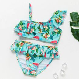 Women's Swimwear 2-9Y Flamingo Grils Swimsuit Two Pieces Kids High Quality Children Bikini Set 9055