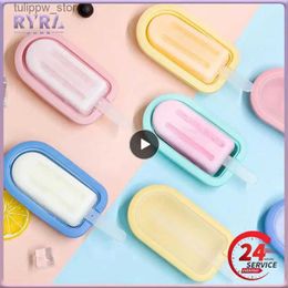 Ice Cream Tools Silicone Ice Cream Makers Mould with Cover and Stickers Kitchen Accessories Lovely Heart Ice Cream Mould Machine L240319