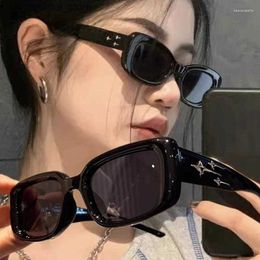 Sunglasses Sunglasses Y2K Square Designer Women Men Star Sun Glasses Shades UV400 Black Mirror Lens Vintage Design Girls Y240320