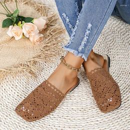 Slippers Mesh Flats Mules Shoes Women Casual Beach Flip Flops Sandals Fashion Summer 2024 Walking Zapatos Femme Slides