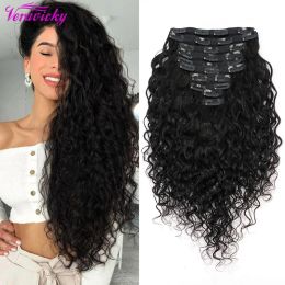 Extensions Veravicky 160G Natural Wave Clip in Hair Extensions European Hair Machine Made Remy Human Hair Full Head Set Clip ins