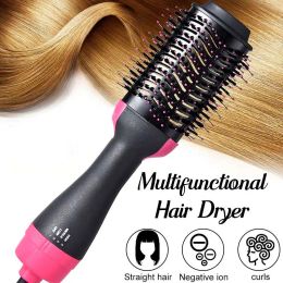 Brushes Hot Air Brush MultiFunction Hair Dryer Straightener Curler Comb One Step Professional Salon Hair Styler and Volumizer Ion Blow