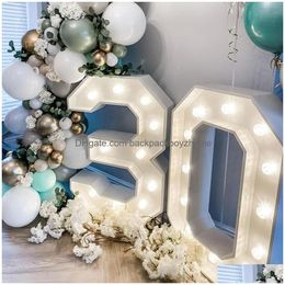 Other Event Party Supplies 91.5Cm Nt Birthday Figure Balloon Filling Box With 10 Lights Number Frame Decoration Baby Shower Drop Deliv Dhgso