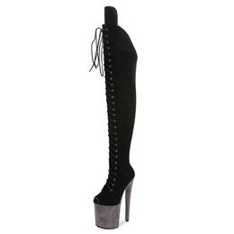 Dress Shoes 2022 Peep Toe Boots Pole Dance Stripper High Heels Women Sexy Show Party Club 20 CM Platform ZIP Lace-Up H240321DHQ5RD36