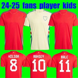 2024 2025 Wales soccer jerseys JAMES BALE 24 25 Welsh home away football shirts RODON T.ROBERTS CABANGO JOHNSON N.WILLIAMS LEVITT MOORE THOMAS Men kids kit jersey