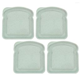 Plates 4 Pcs Sandwich Box Lunxh Boxes Small Container Containers For Adults Lunch With Lid Outdoor Bamboo Fiber Snack