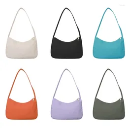 Drawstring 28GD Shoulder Bags For Women Cute Hobo Tote Handbag Nylon Armpit Bag Mini Clutch Purse Zipper Closure Solid Colour