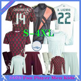 2024 Fan player MEXICO CHICHARITO soccer jerseys GUARDADO HERRERA football shirt red and white soccer shirts LOZANO Men and kids sets uniform S-4XL