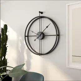 Wall Clocks Nordic Style Home Clock Creative Living Room Aesthetics Office Cafe Shop Mute Timepiece Iron Round Decor