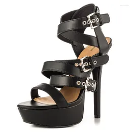 Dress Shoes Dance Stripper Platform Stiletto Sexy Buckle Strap High Heels Sandals Nice Open Toe Black Casual Women US Plus Size 5-15