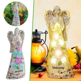 Decorative Figurines Sun Energy Angel Resin Lamp LED Statue Garden Decoration