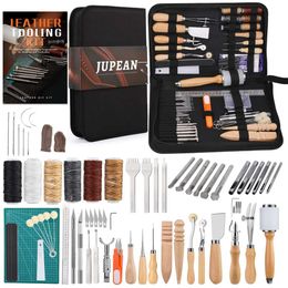 Working Craft Kits Leather Tools with Storage Bag Mat Stamping Tool Prong Punch Waxed Thread Groover for DIY Ing Cutting and Sewing