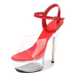 Dress Shoes 2020 New Sexy Women High Heels 15cm Summer Woman Transparent Crystal Platform Sandals Plus Size Thin Wedding H240321W6J3WFUX