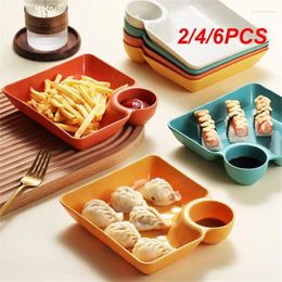 Plates 2/4/6PCS Multi-purpose Dumpling Plate With Vinegar Snack Dish 2-Grid Spices Dumplings Dessert French Fries Ketchup