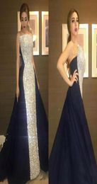 Sparkling Strapless prom Dresses Long Sequined Lace And Satin Celebrity Evening Dress Back Zipper Formal Red Carpet Dresses Party 2061874