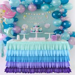 Rainbow Table Skirt Cake Tablecloth Tableware Baby Shower Birthday Party Decorations Banquet Wedding Home Party Table Supplies 240315