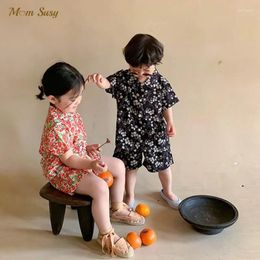 Clothing Sets Fashion Baby Boy Girl Floral Clothes Set Shirt Shorts 2PCS Summer Child Holiday Suit Chiffon Short Sleeve 1-7Y