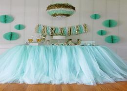 10080cm Mint Green Tulle Table Skirts Wedding Tutu Table Decoration Cheap Creative Baby Showers Custom Made Birthdays Party Decor8533265