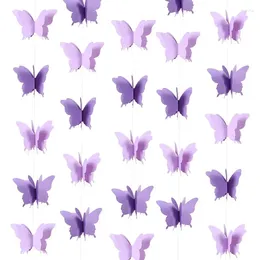 Party Decoration 4Pcs Purple Butterfly Hanging Garlands Paper Bunting Banner Spring Birthday Tea Decorations Wedding Baby Shower Home Decor