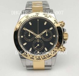 Mens Super Automatic ETA 7750 40MM Movement 18K Yellow Gold Plated Gold Dial with Black Chronograph 904l Bracelet Mechanical Date Sapphire Wimbledon Wristwatches