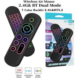 M5 Remote control 2.4G BT 5.2 Remote Control Wireless Gyroscope Air Mouse 7 Colour Backlight USB Receiver Mini Keyboard for Android TV Box PC Electronic equipment