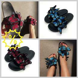 Women Summer Craft Embroidered Three Dimensional Butterfly Slippers GAI sandals fashion heel 2024 embroid Retro easy matching Unique Design chunky cute