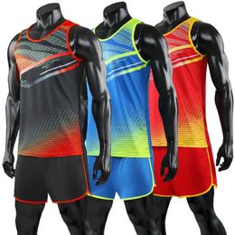 Men Women Running Sets Men 2 pieces VestShorts Competition Running Sets Track and field Sportswear Jogging Marathon Clothes 240307