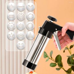 Baking Moulds Cookie Press Gun Stainless Steel Kit With 13 Discs 8 Icing Nozzles Deluxe Maker For