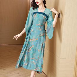 Casual Dresses 2024 Summer Purple Silk Satin Patchwork Batwing Sleeve Luxury Long Dress For Women Korean Vintage Elegant Loose Party