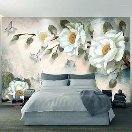 Wallpapers Custom Any Size Mural Wallpaper 3D Peony Flower Oil Painting Po Wall Paper European Style Living Room TV Sofa Home Decor