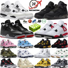 With box 4s Basketball Shoes Men Women Bred Reimagined Military Black Cat Sail Red Cement Yellow Thunder White Oreo Cool Grey Blue University Sport Sneakers jordams 4